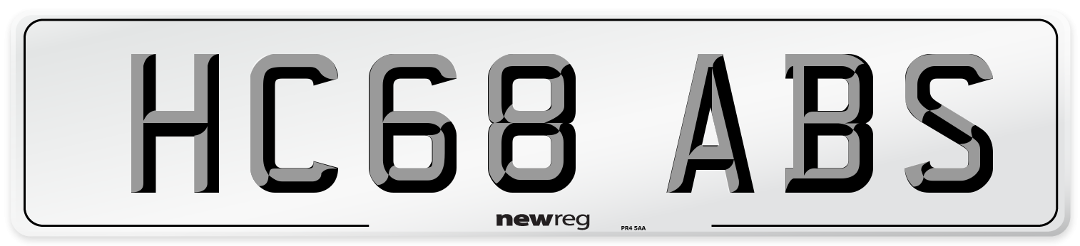 HC68 ABS Number Plate from New Reg